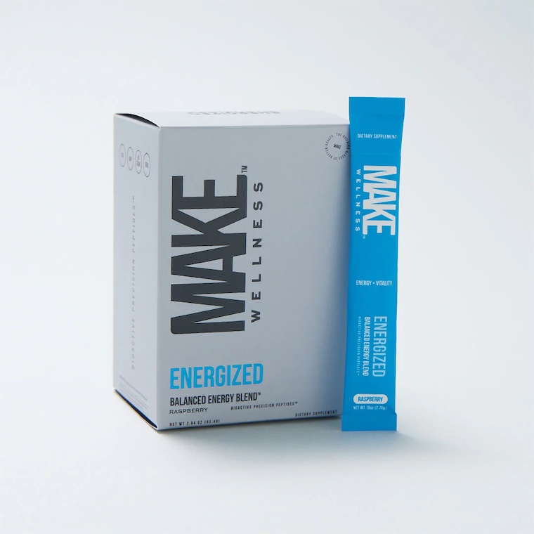 MAKE Wellness Energized supplement box and stick pack